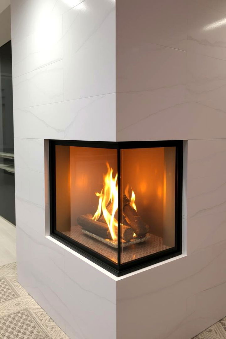 Contemporary Glass Accents - 22 Basement Fireplace Ideas