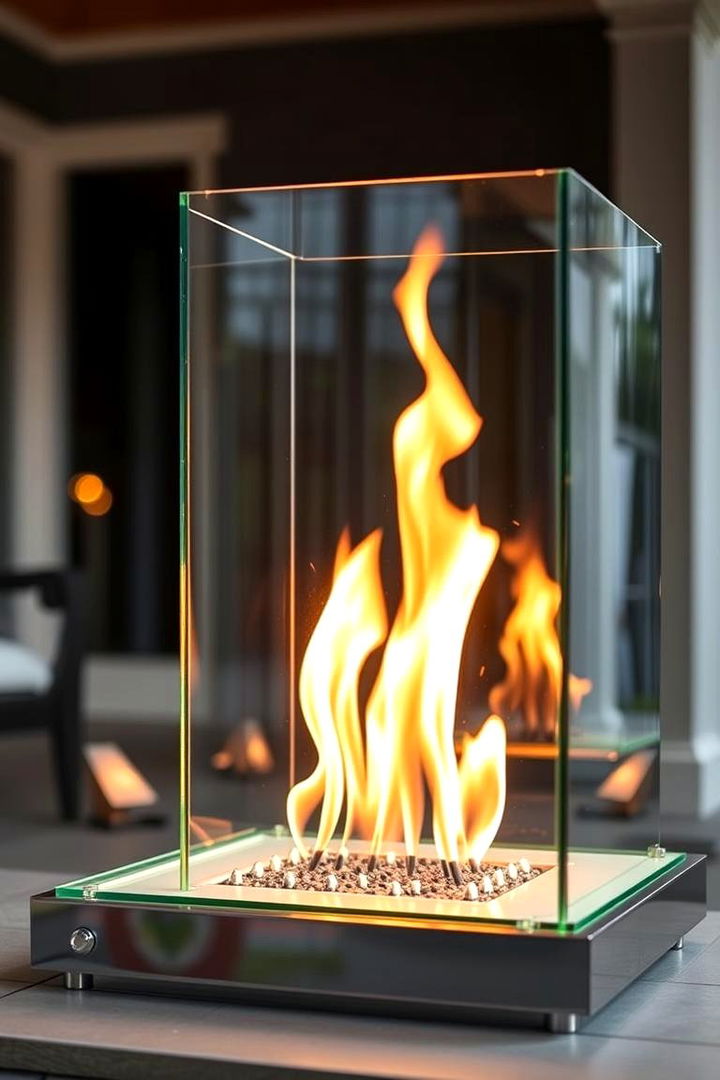 Contemporary Glass Blend - 22 Porch Fireplace Ideas