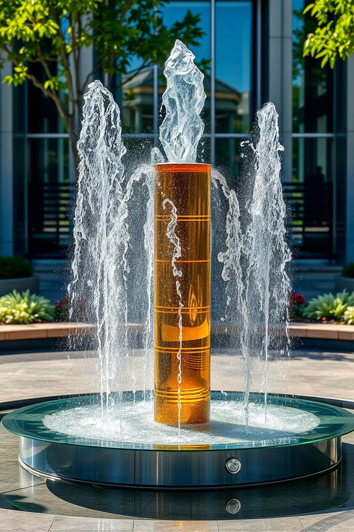 Contemporary Glass Fountain - 22 Backyard Fountain Ideas