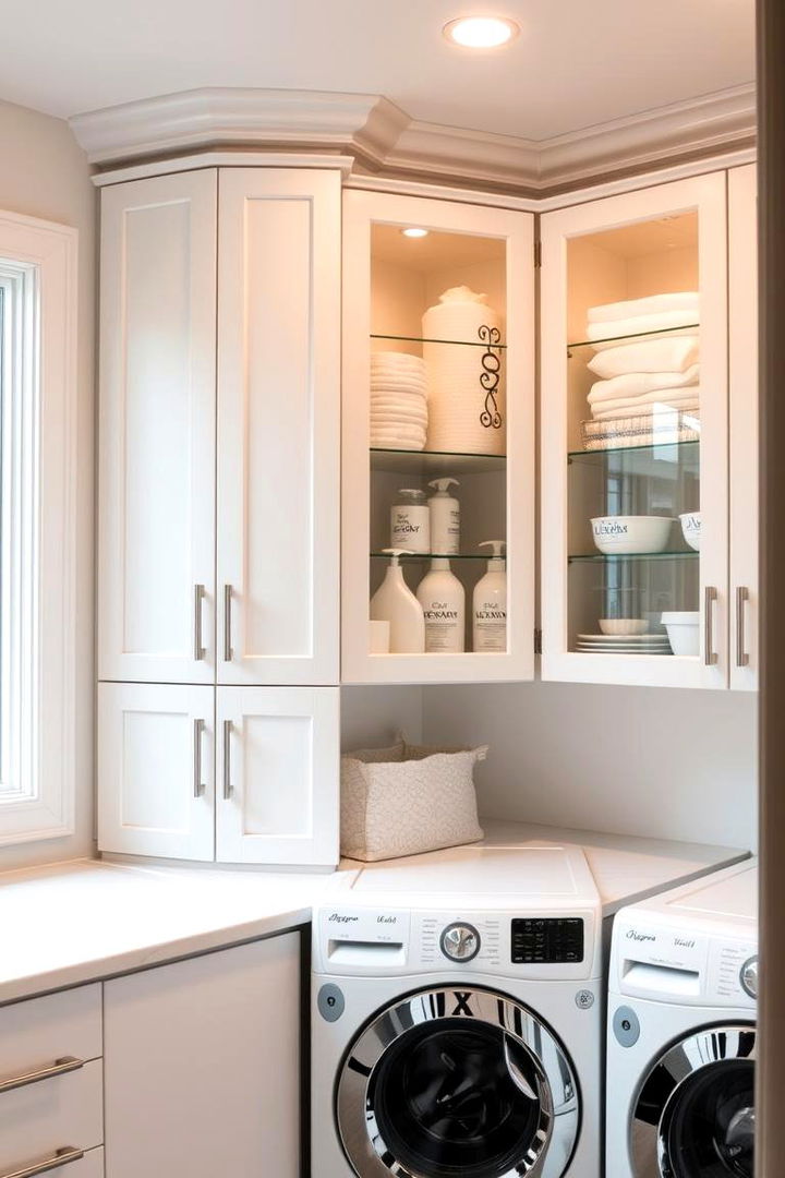 Contemporary Glass Front Cabinets - 22 Laundry Room Cabinet Ideas