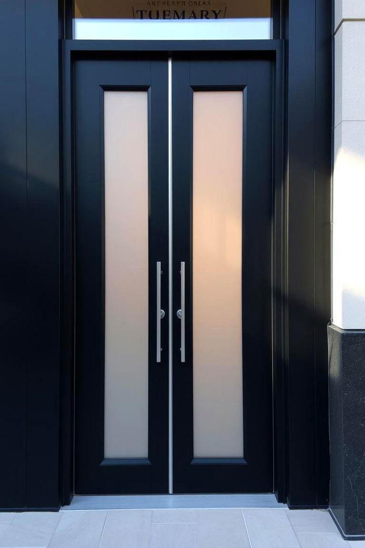 Contemporary Glass Inlays - 22 Black Front Door Ideas