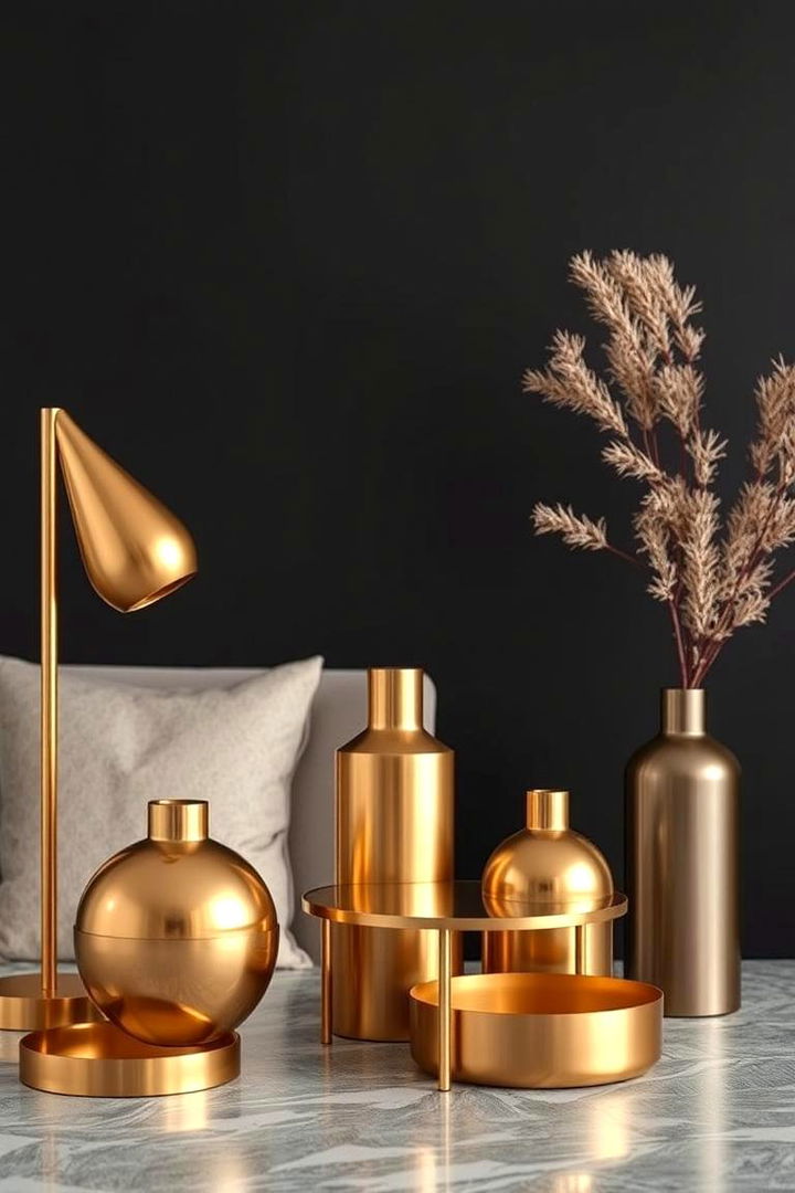 Contemporary Gold Accessories - 22 Black and Gold Living Room Ideas