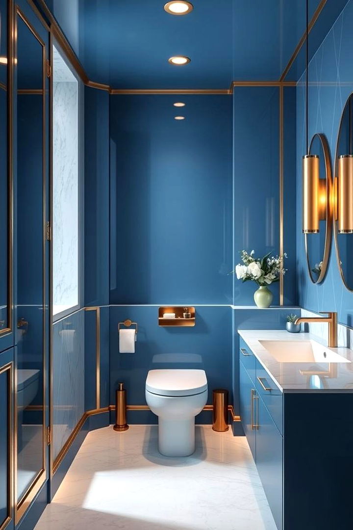 Contemporary Gold Detailing - 22 Blue and Gold Bathroom Ideas