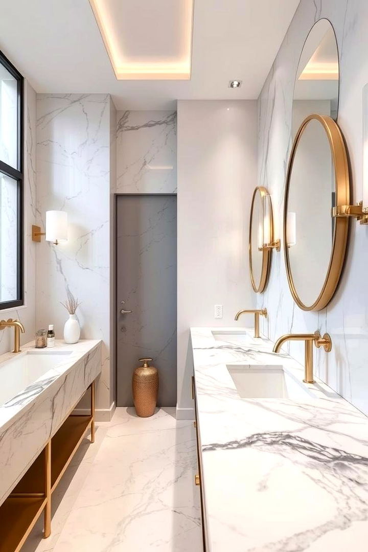 Contemporary Gold and Marble Combinations - 22 Gold Bathroom Ideas