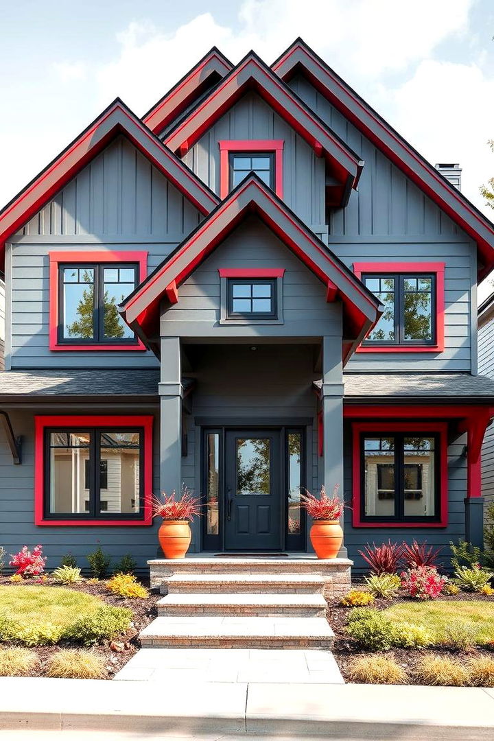 Contemporary Gray with Bold Contrast - 22 Gray Exterior House Paint Ideas