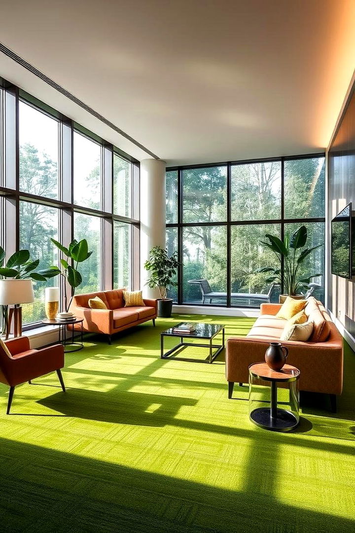 Contemporary Green Retreat - 22 Green Carpet Living Room Ideas