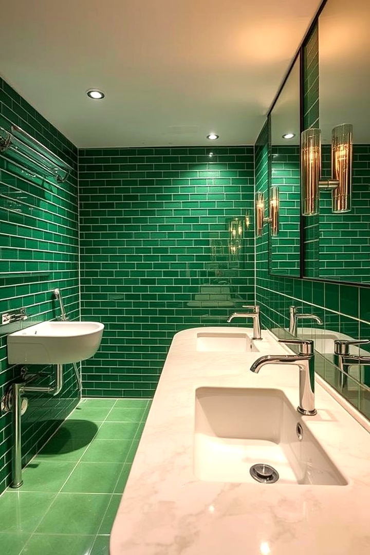 Contemporary Green Tile Glamour - 22 Green Tile Bathroom Ideas
