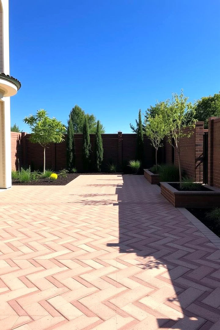 Contemporary Herringbone Vibes - 22 herringbone brick patio designs