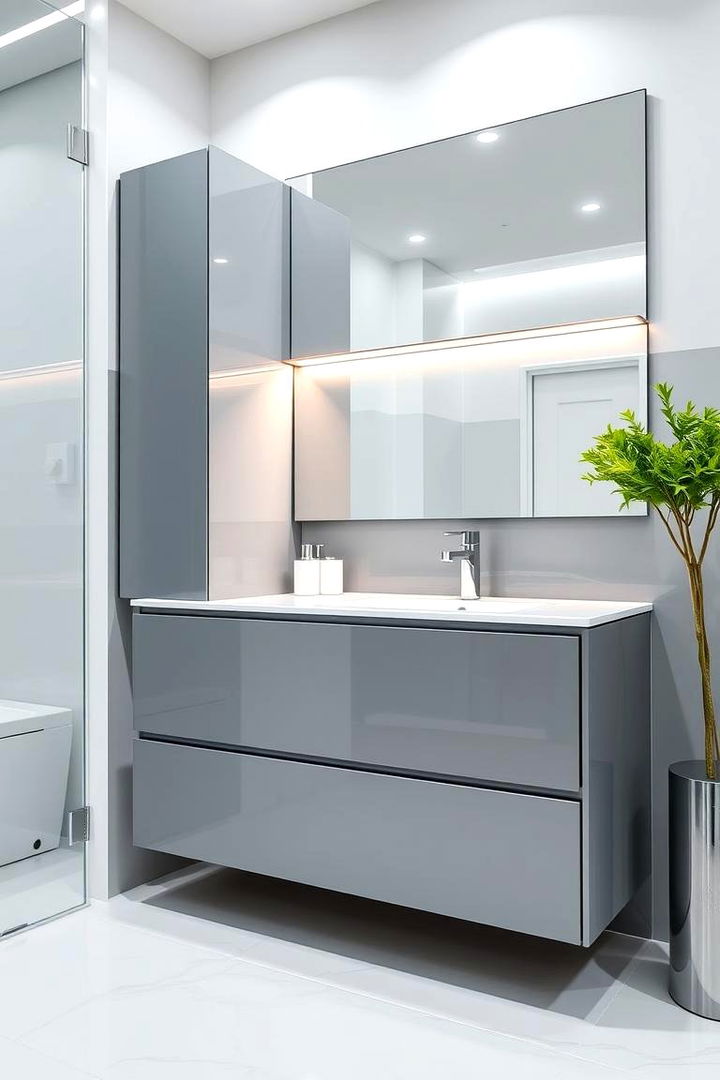 Contemporary High Gloss Cabinets - 22 Bathroom Cabinet Ideas