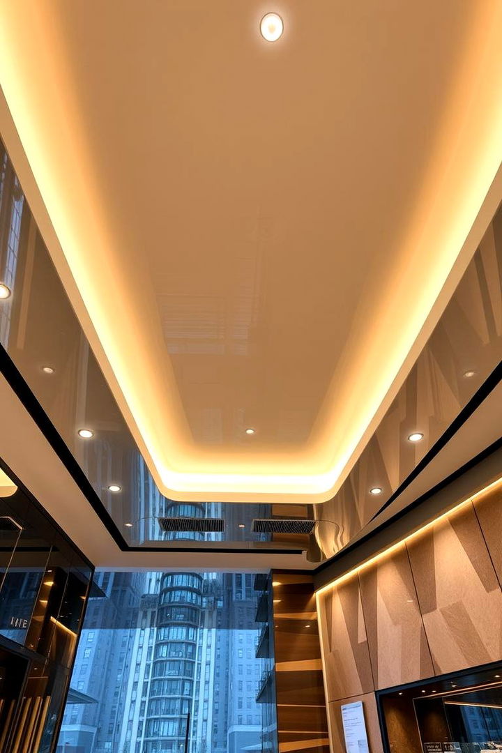 Contemporary High Gloss Tray Ceiling - 22 tray ceiling ideas