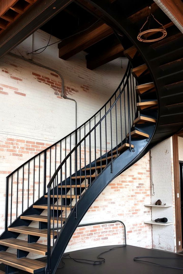 Contemporary Industrial Curved Staircase - 22 Curved Staircase Ideas