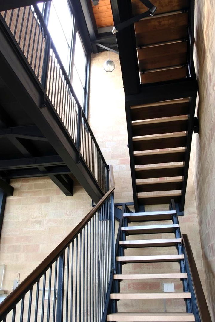 Contemporary Industrial Design with Metal Detailing - 22 black staircase ideas
