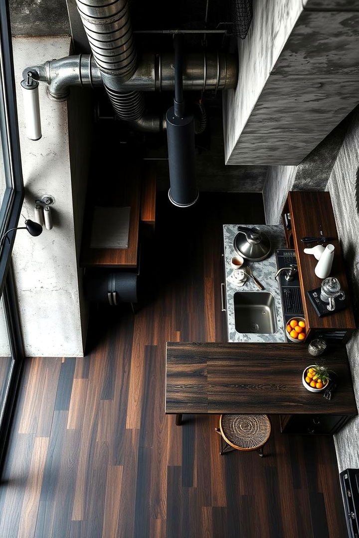 Contemporary Industrial Fusion - 22 Kitchen With Dark Wood Floors