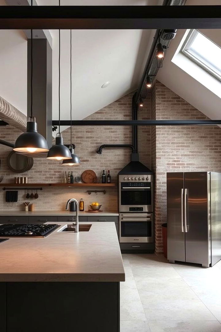Contemporary Industrial Touches for Unique Appeal - 22 Sloped Ceiling Kitchen Ideas