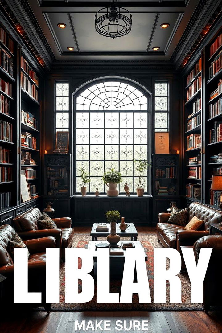 Contemporary Library Style Living Room - 22 Black and Brown Living Room Ideas