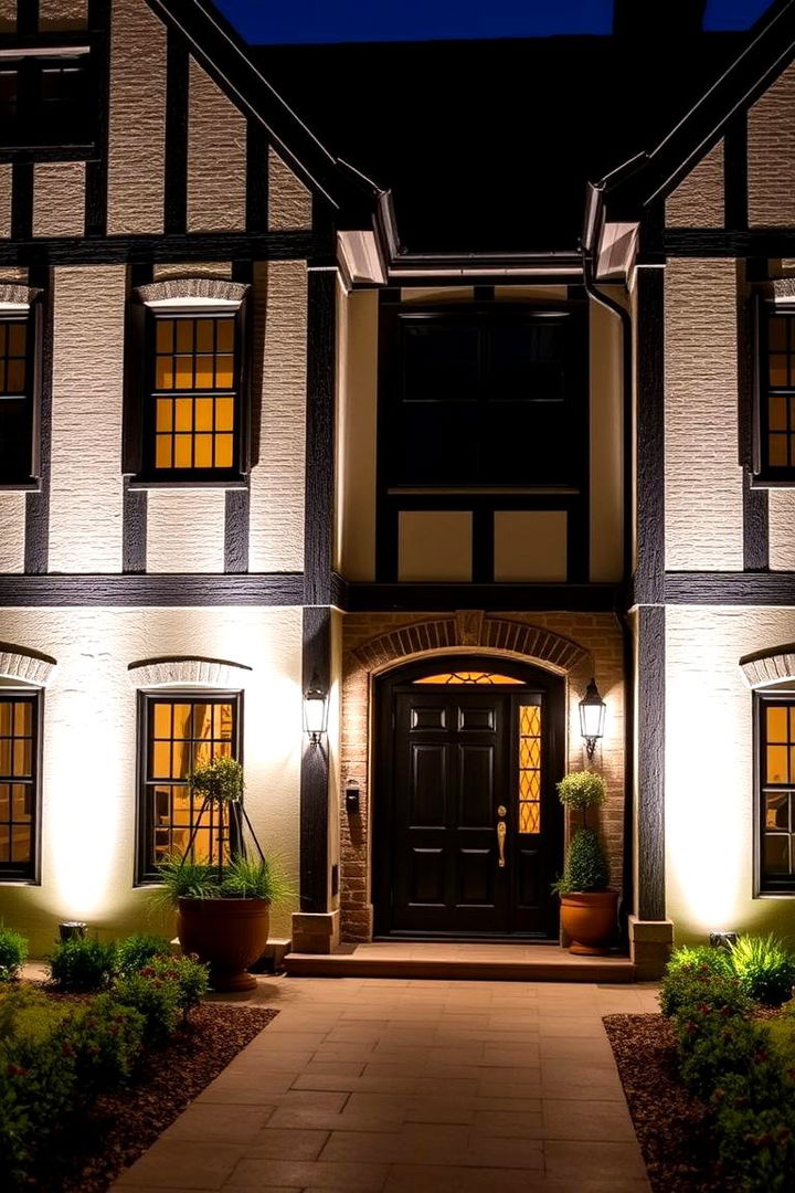Contemporary Lighting Enhancing Tudor Exteriors - 22 Modern Tudor Exterior Inspiration