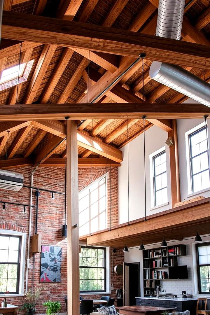 Contemporary Loft with Exposed Beams - 22 Loft Bedroom Ideas