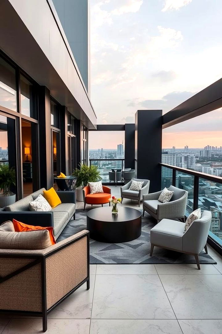 Contemporary Lounge Area - 22 Penthouse Balcony Ideas