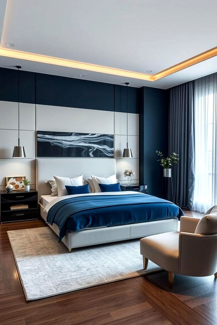 Contemporary Luxe Blue - 22 Dark Blue Bedroom Ideas