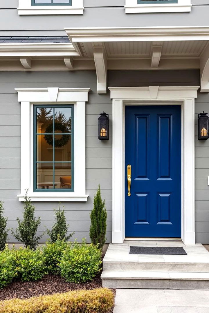 Contemporary Luxe - 22 Grey House With Blue Door Ideas