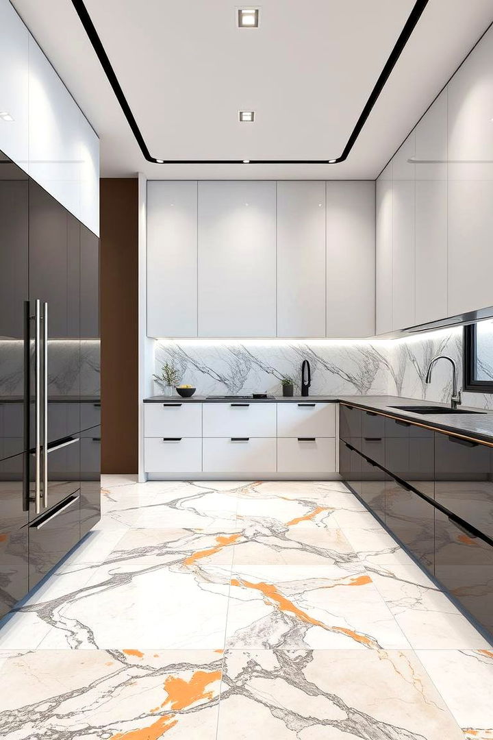 Contemporary Marble Designs - 22 Marble Kitchen Floor Ideas
