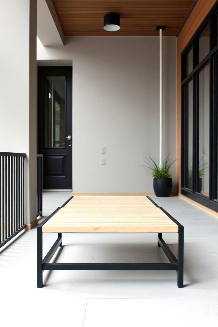 Contemporary Metal Framework Bench - 22 Front Porch Bench Ideas