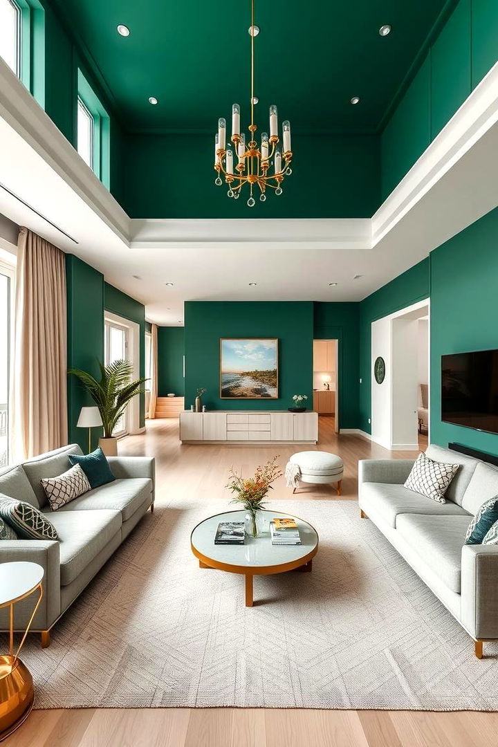 Contemporary Minimalism with a Twist - 22 Emerald Green and Gold Living Room Ideas