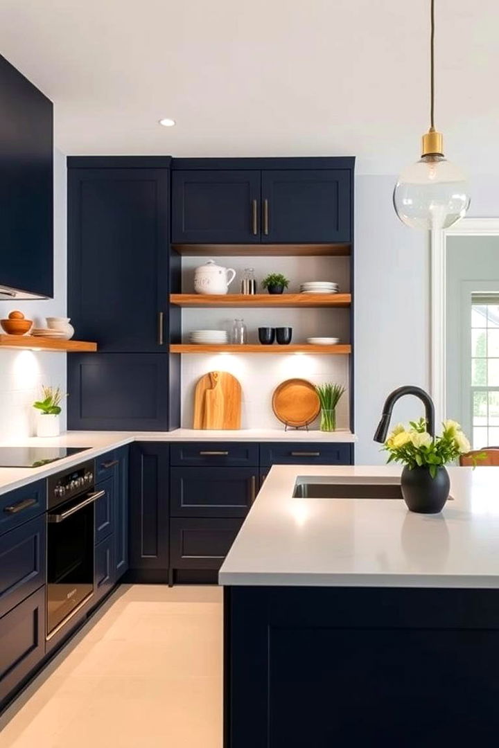Contemporary Minimalist Cabinetry - 22 Navy Blue Kitchen Cabinets Ideas