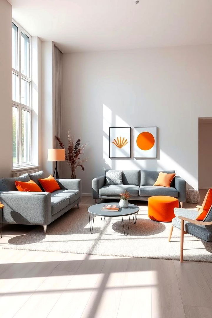 Contemporary Minimalist Design - 22 Orange and Grey Living Room Ideas