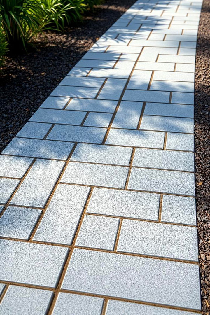 Contemporary Mixed Texture Layout - 22 Grey Paver Walkway Ideas