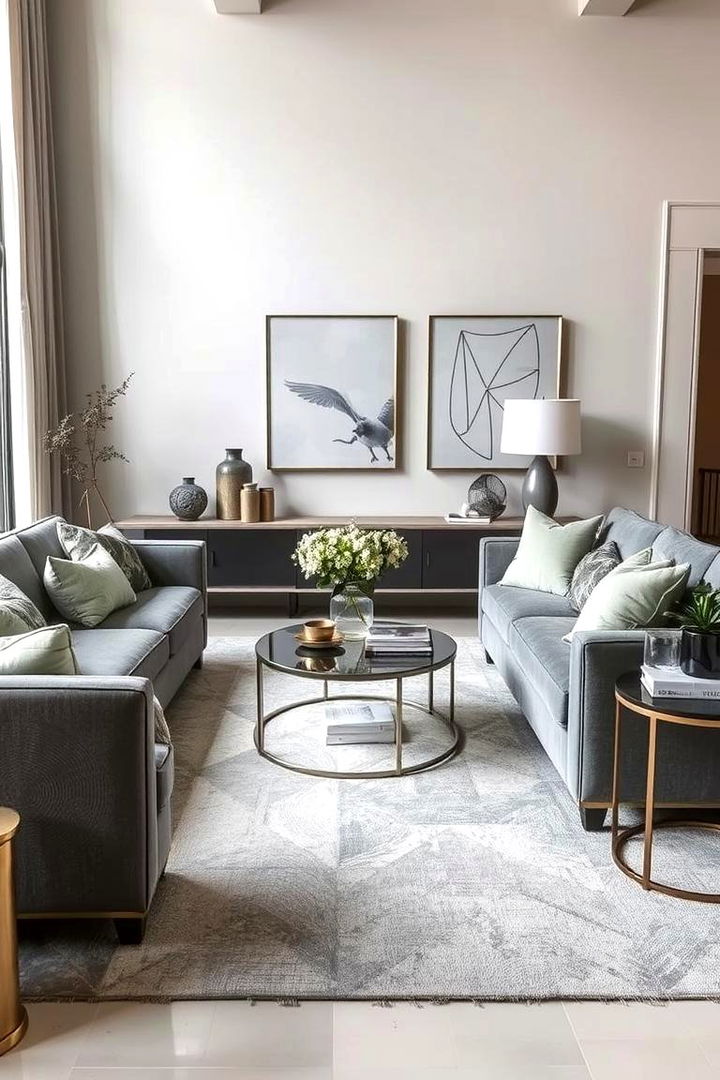 Contemporary Mixed Textures - 22 Grey and Sage Green Living Room Ideas