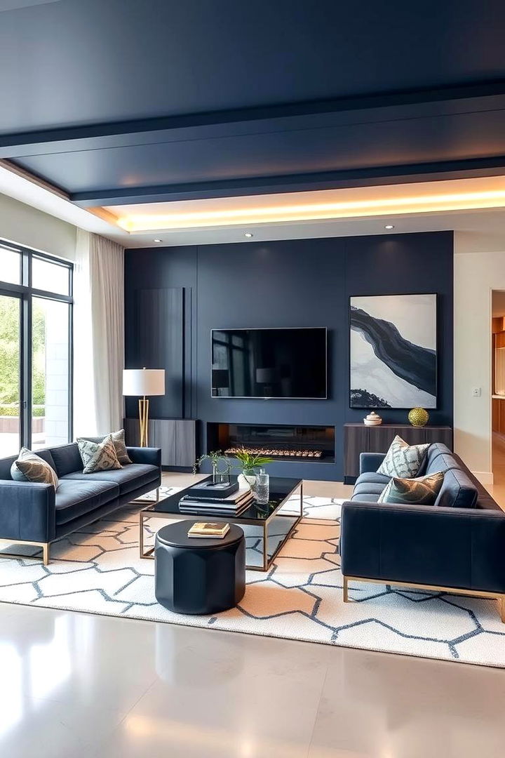 Contemporary Navy Statements - 22 Navy Living Room Ideas