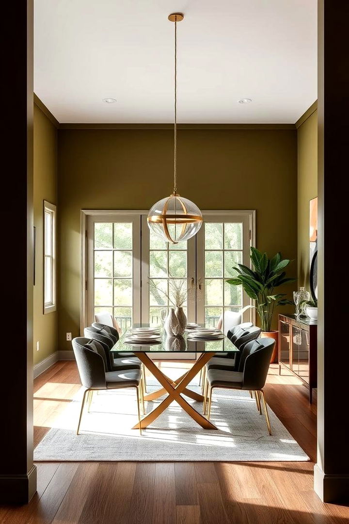 Contemporary Olive Ambiance - 22 Green Dining Room Ideas