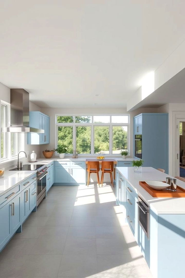 Contemporary Open Kitchen Vibe - 22 Light Blue Kitchen Cabinets Ideas