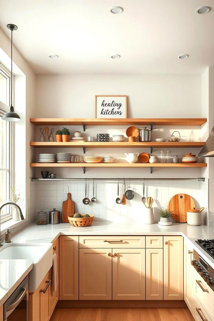 Contemporary Open Shelving - 22 Dirty Kitchen Ideas