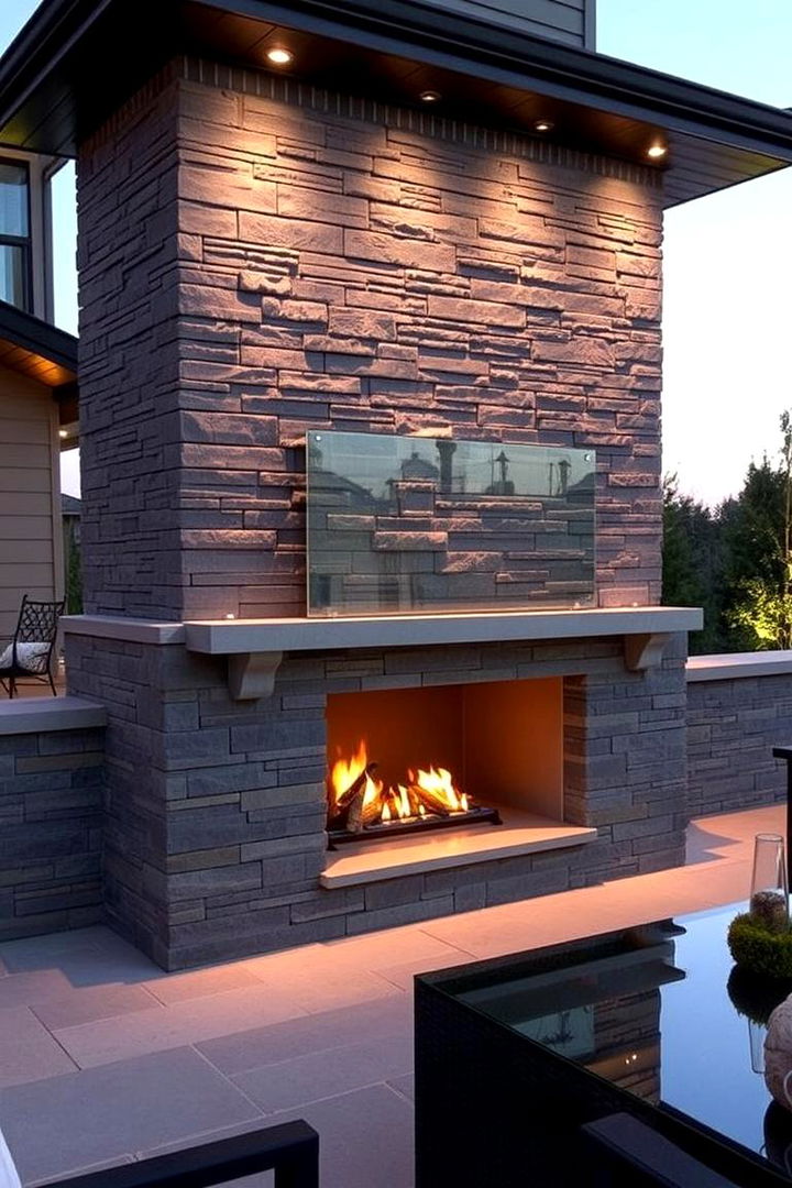 Contemporary Outdoor Fireplace - 22 Modern Fireplace Ideas