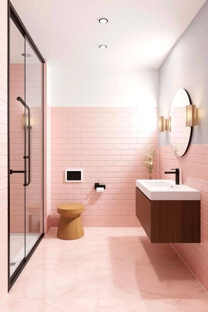 Contemporary Pastel Fusion - 22 Pink Tile Bathroom Ideas