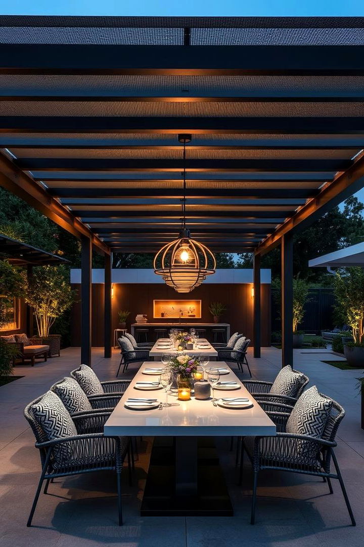 Contemporary Pergola Dining - 22 Outdoor Dining Area Ideas