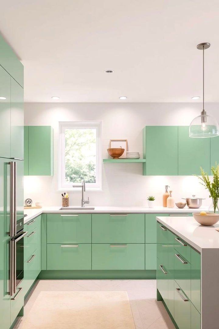 Contemporary Pistachio Style - 22 Green Kitchen Cabinet Ideas