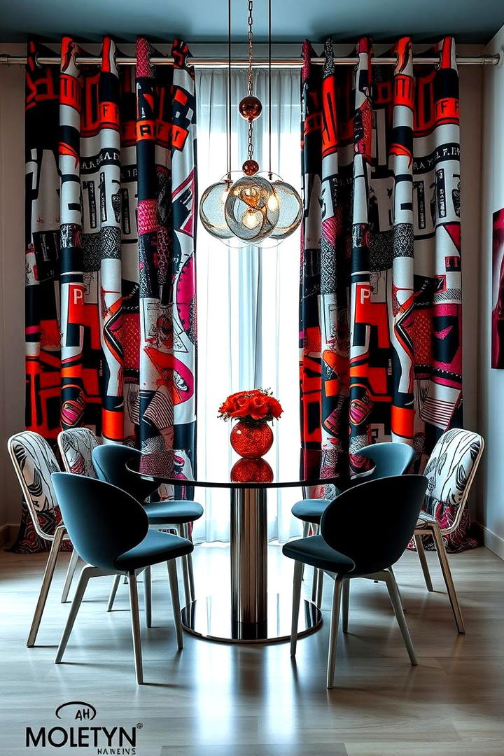 Contemporary Prints for a Bold Statement - 22 Dining Room Curtain Ideas