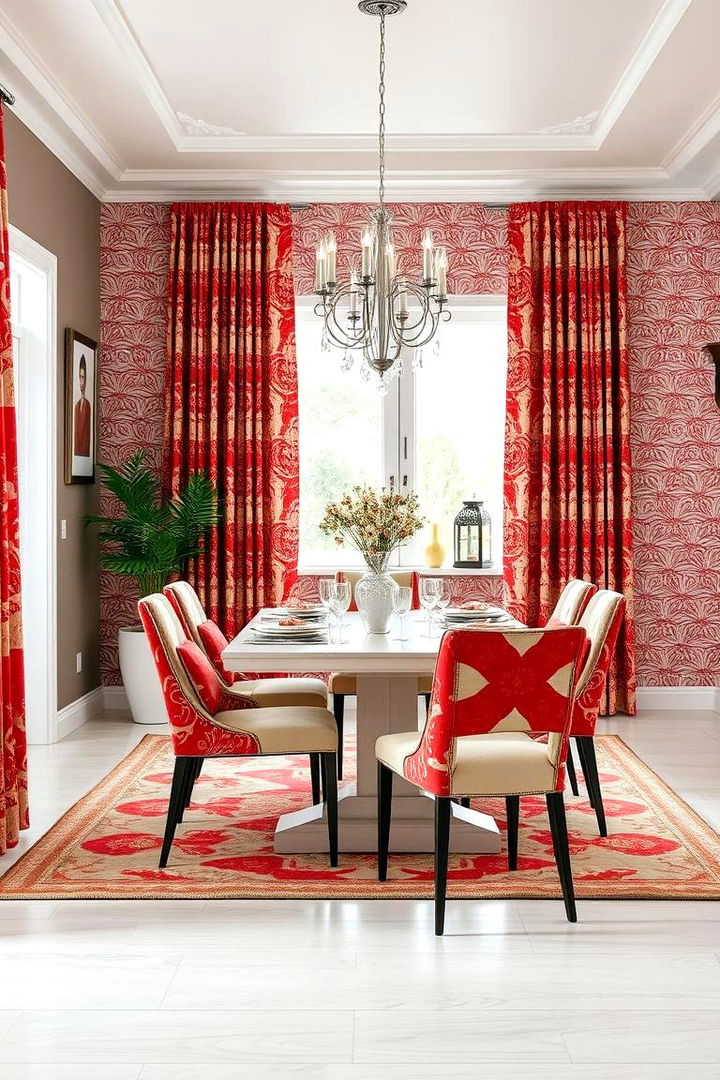 Contemporary Red Patterns - 22 Red Dining Room Ideas