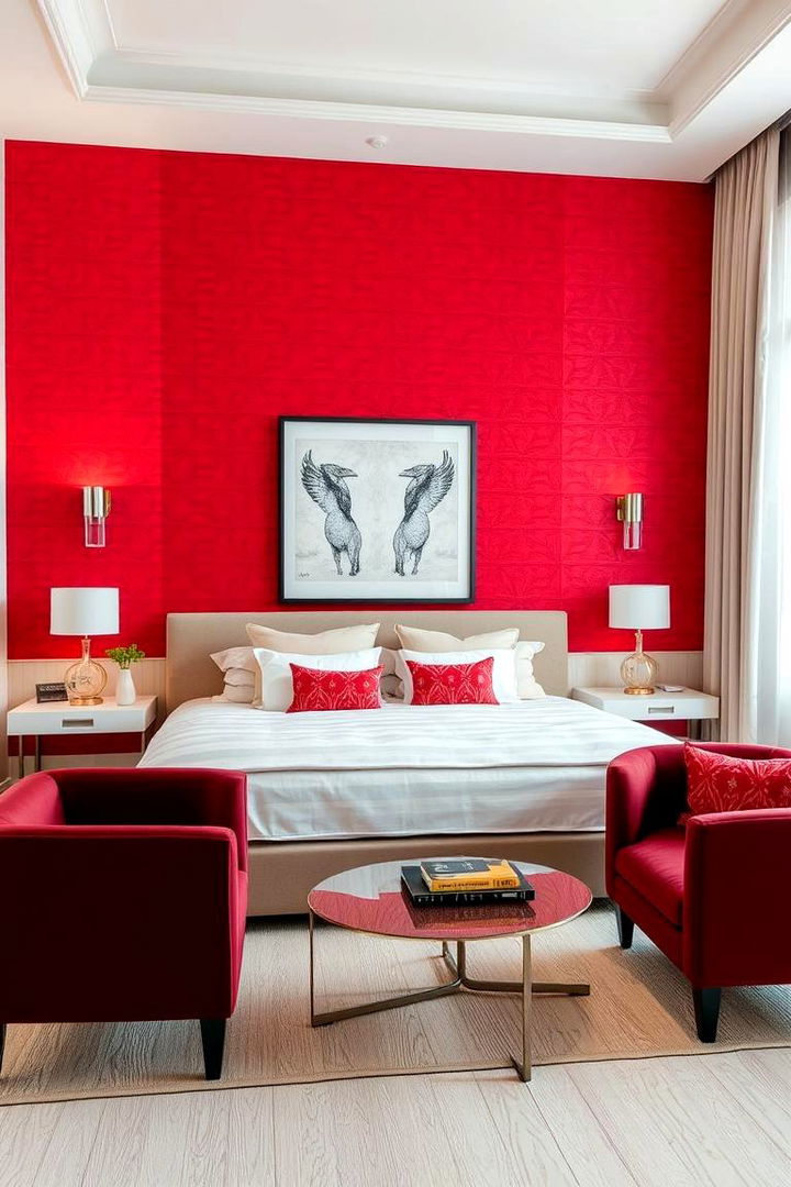 Contemporary Red Patterns - 22 Red Bedroom Ideas