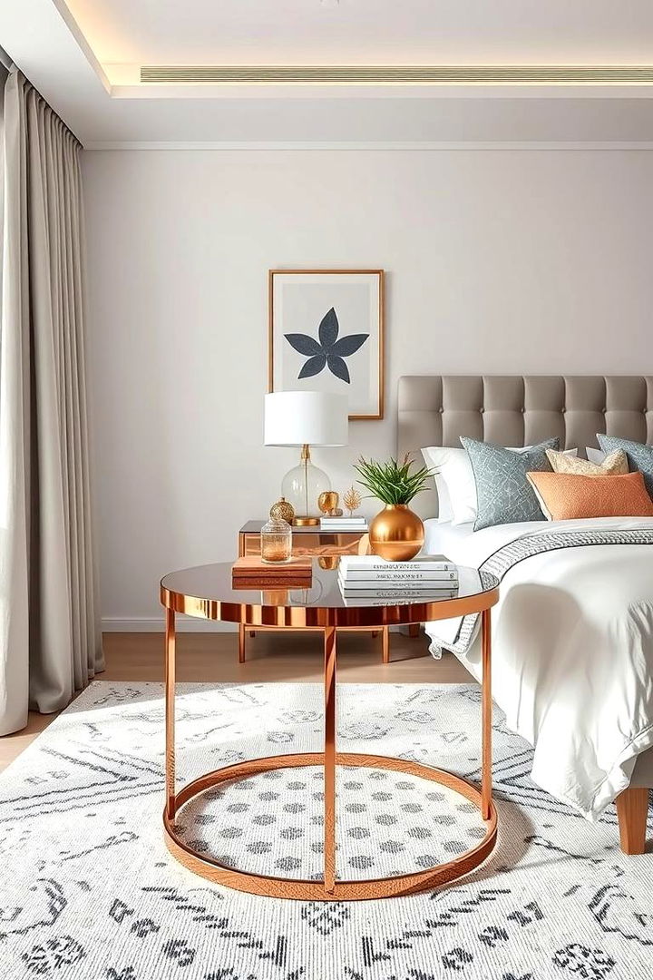 Contemporary Rose Gold Tables - 22 Rose Gold Bedroom Ideas