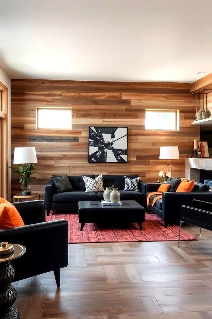 Contemporary Rustic Charm - 22 Black and Orange Living Room Ideas