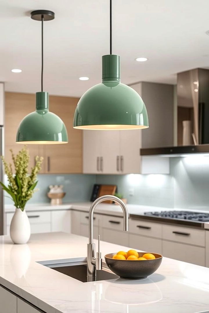 Contemporary Sage Green Lighting Fixtures - 22 Sage Green Kitchen Ideas