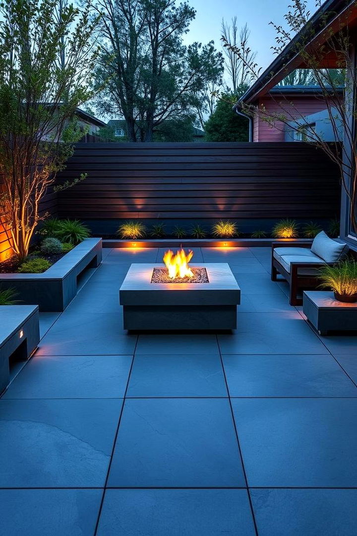 Contemporary Slate Arrangement - 22 Stone Patio With a Fire Pit Ideas