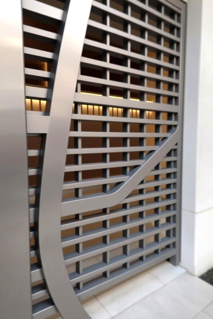 Contemporary Slatted Metal Gate - 22 Metal Garden Gate Ideas