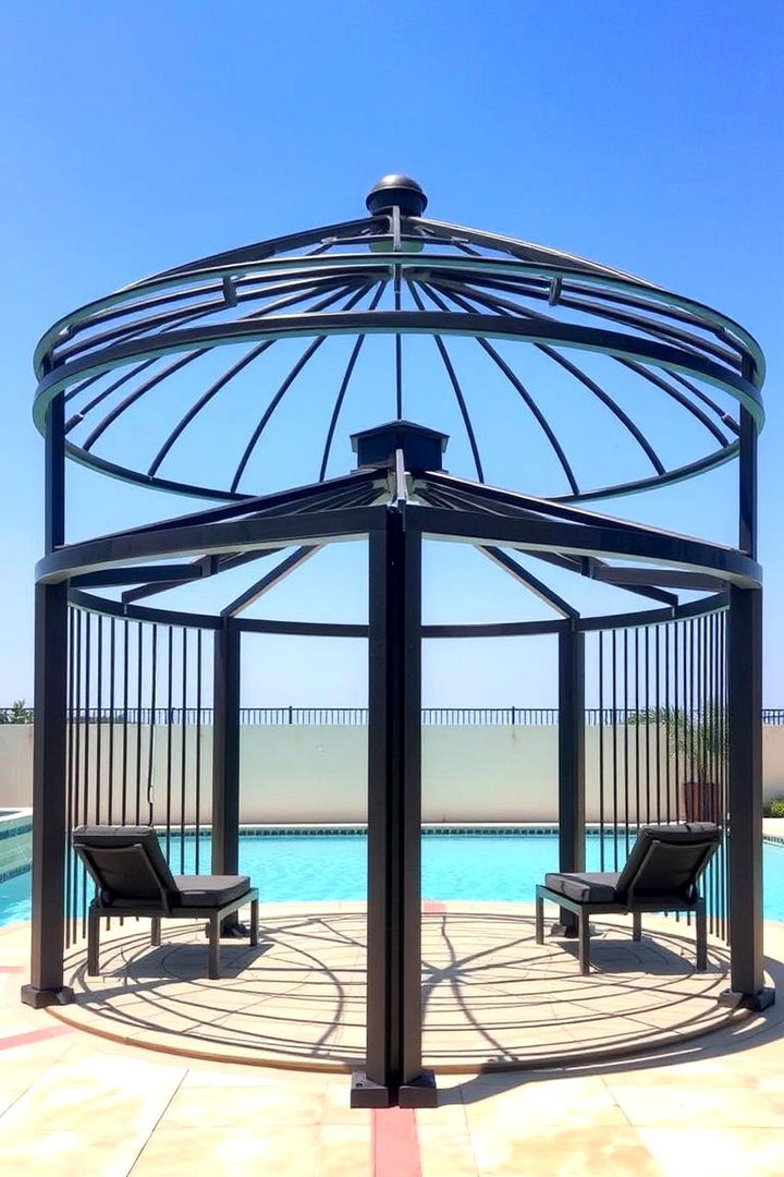 Contemporary Sleek Metal Gazebo - 22 Pool Gazebo Ideas