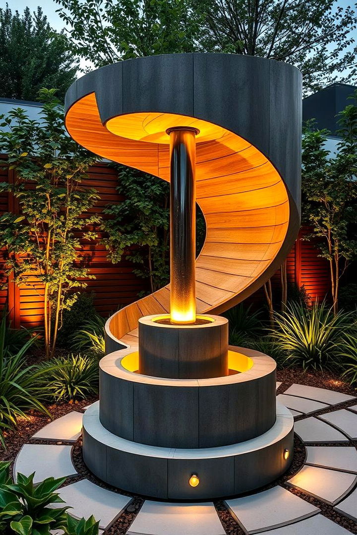 Contemporary Spiral Wishing Well - 22 Outdoor Wishing Well Garden Ideas
