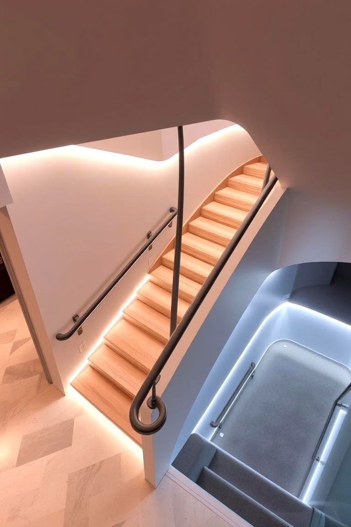 Contemporary Staircase with Ambient Accents - 22 Basement Stair Ideas